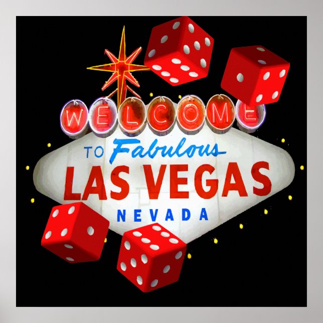 Willkommen bei Las Vegas + Dice Vector Graphic Poster (Vorne)