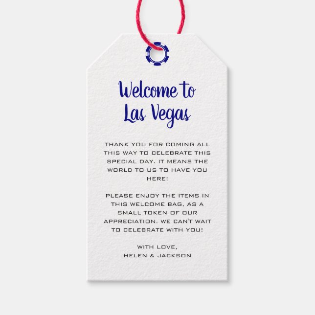 Willkommen bei Las Vegas Navy Blue Wedding Geschenkanhänger (Vorderseite)