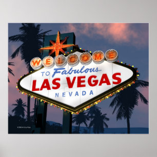 Willkommen bei Las Vegas Sign Night Retro Poster P