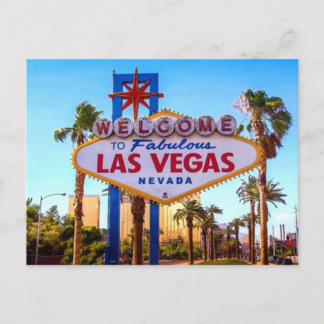 Willkommen bei Las Vegas Sign Postcard Postkarte (Vorderseite)