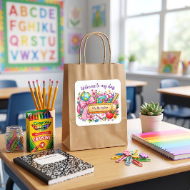 Willkommen bei meinem personalisierten Lehrerpenci Quadratischer Aufkleber