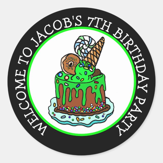 Willkommen bei meiner Geburtstagsparty Runder Aufkleber (Vorderseite)