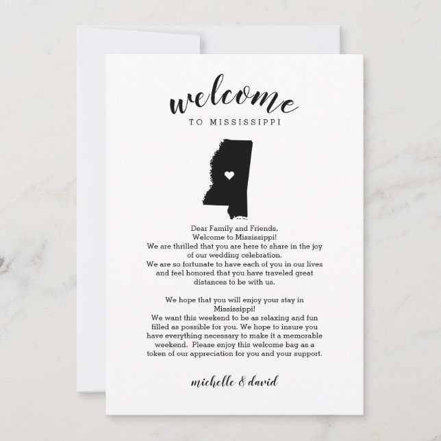 Willkommen bei Mississippi Wedding Letter & Itiner (Vorderseite)