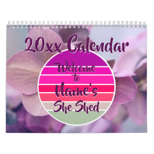 Willkommen bei Name's She Shed 20xx Retro Sunset Kalender