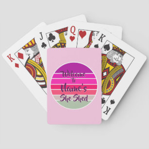 Willkommen bei Name's She Shed 20xx Retro Sunset Spielkarten