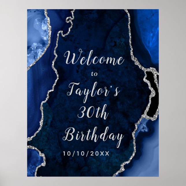 Willkommen bei Navy und Silver Agate Poster (Vorne)