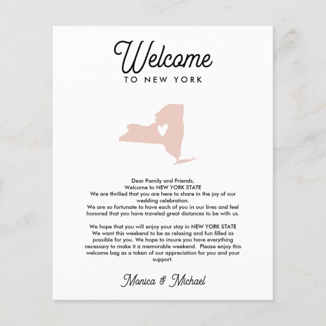 Willkommen bei NEW YORK Letter & Itinerary JEDE FA (Vorderseite)