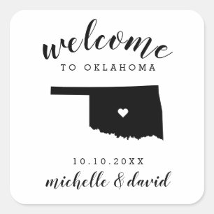 Willkommen bei Oklahoma Brauchtum für Hochzeiten Quadratischer Aufkleber