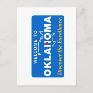Willkommen bei Oklahoma - USA Road Sign Postkarte