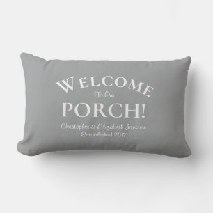 Willkommen bei Porch Custom Family Names Trendy Gr Kissen Für Draußen