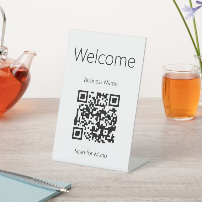 Willkommen bei Schwarzweiß-Scan für Menü-QR-Code Sockelschild (In SItu)