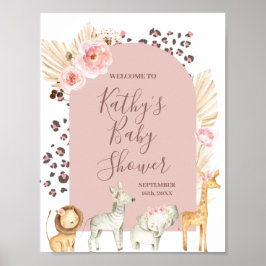 Willkommen bei Sign Safari Tiere Boho Pampas Grass Poster