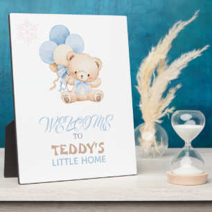 Willkommen bei Teddy Bear Home Watercolor Design Fotoplatte