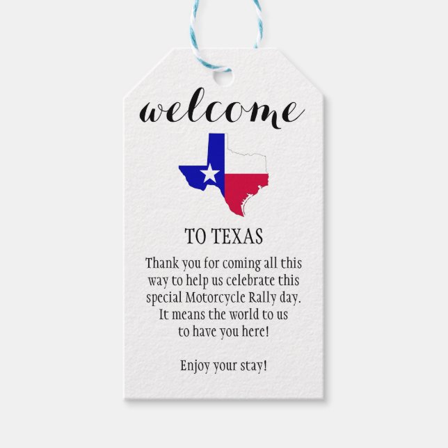 WILLKOMMEN BEI TEXAS PERSONALISIERTE GESCHENKE TAG GESCHENKANHÄNGER (Vorderseite)