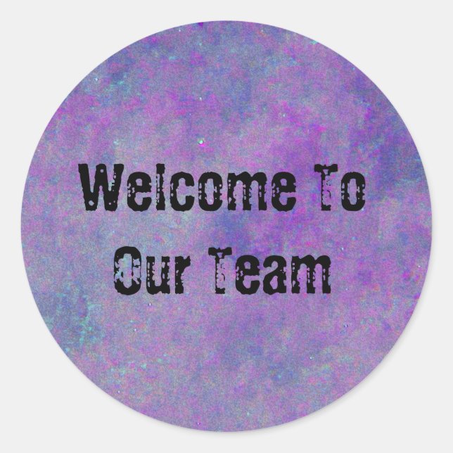 Willkommen bei unserem Lila Mitarbeiter am Arbeits Runder Aufkleber (Vorderseite)