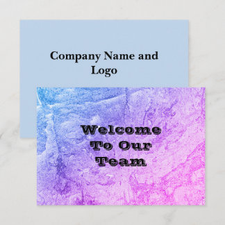 Willkommen bei unserem Team Modern Pink Blau Abstr Dankeskarte