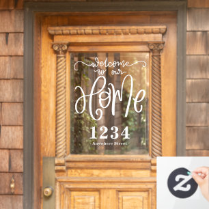 Willkommen bei unserem Zuhause House Number Street Fensteraufkleber