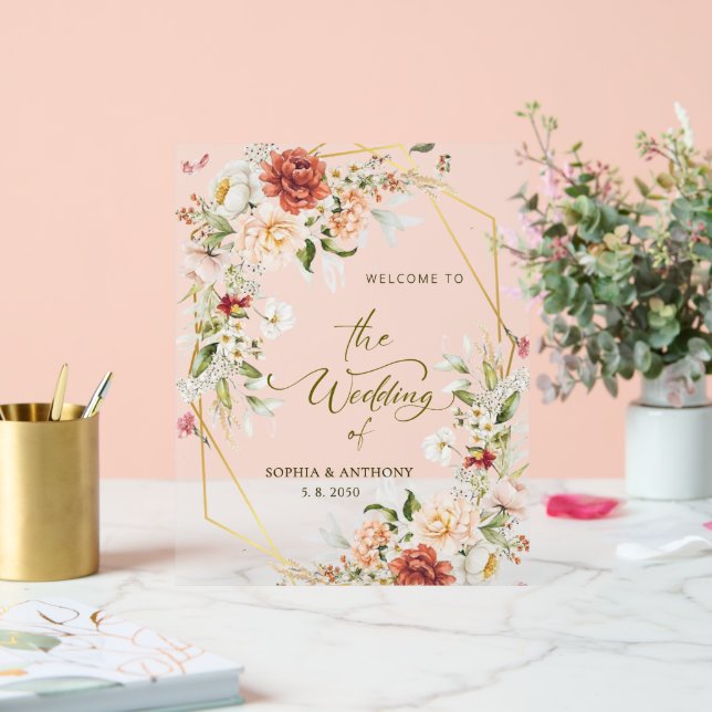 Willkommen bei unseren geometrischen Hochzeitstile Acrylschild (Hochzeit)