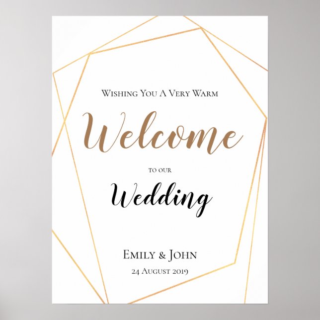 Willkommen bei unseren Wedding Gold Geometric Poster (Vorne)