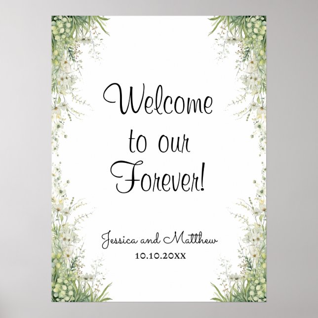 Willkommen bei unserer Forever Dusty Sage Hochzeit Poster (Vorne)