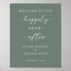Willkommen bei unserer Happily Ever After Hochzeit Poster