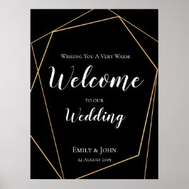 Willkommen bei unserer Hochzeit Black Gold Geometr Poster