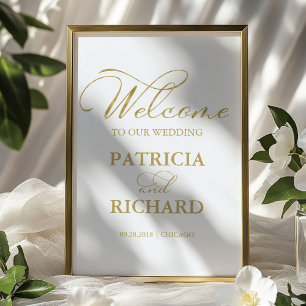 Willkommen bei unserer Hochzeit Elegantes Goldfoli Poster