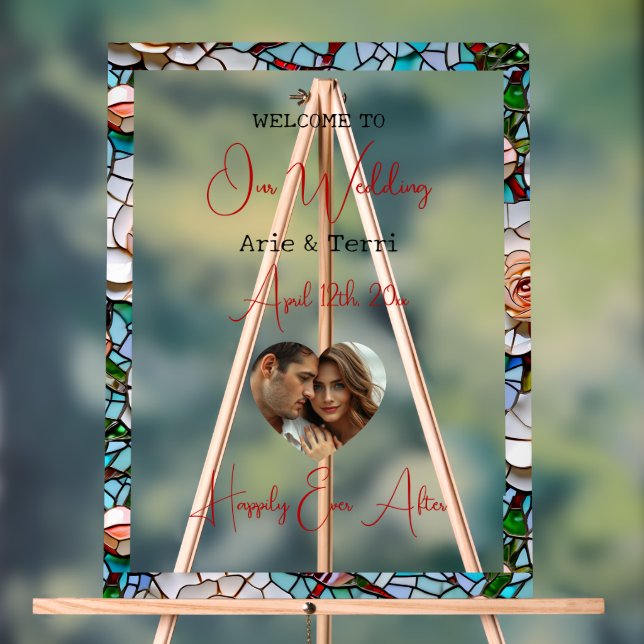 Willkommen bei unserer Hochzeit | Mosaikfliesen un Acrylschild (Neutral)