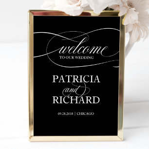 Willkommen bei unserer Hochzeit Schwarzes Zeiche Poster