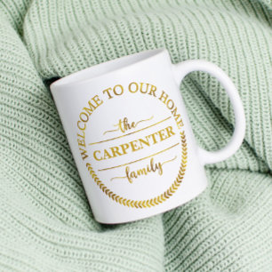 Willkommen bei unserer Zuhause Personalisierten Fa Kaffeetasse