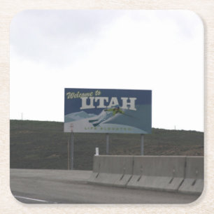 Willkommen bei Utah Drink Coaster Rechteckiger Pappuntersetzer