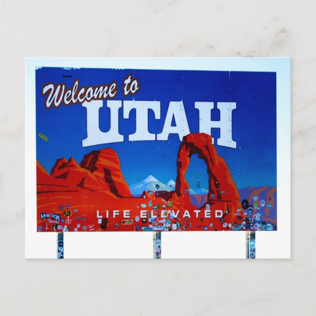 Willkommen bei Utah Sign Postkarte (Vorderseite)