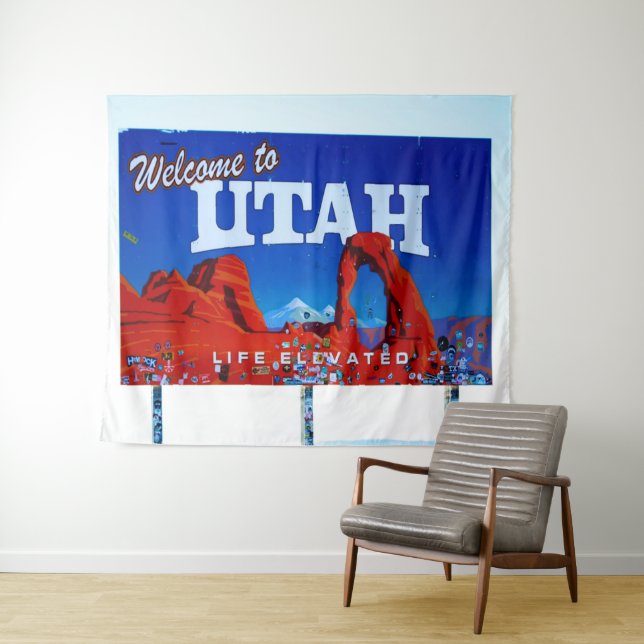 Willkommen bei Utah Sign Wandteppich (Beispiel (Horizontal))