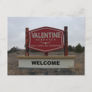 Willkommen bei Valentine, Nebraska-Zeichen Postkarte