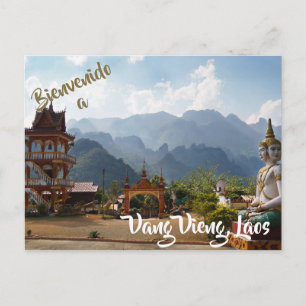 Willkommen bei Vang Vieng, Laos Postcard Postkarte