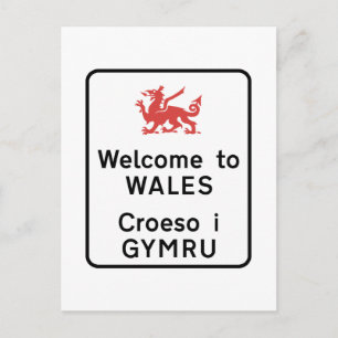Willkommen bei Wales Sign, Vereinigtes Königreich Postkarte