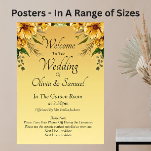 Willkommen bei Wedding Golden Yellow Flowers Poster