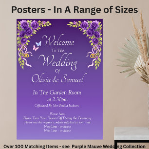 Willkommen bei Wedding Lila Mauve Blume & White Poster