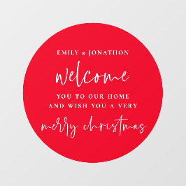Willkommen bei Zuhause Names Frohe Weihnachtsrot W Fensteraufkleber