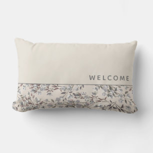 Willkommen Beige Leinen und graue Flora Kissen Für Draußen