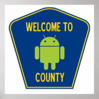 Willkommen beim Android Landkreis (Bug Droid Sign)