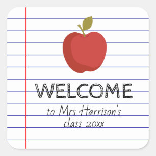 Willkommen beim Apple zurück zum Schullehrer meine Quadratischer Aufkleber