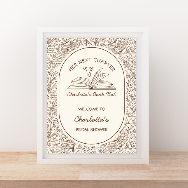 Willkommen beim Brautabschied Next Chapter Brown B Poster (Next Chapter Brown Book Bridal Shower Welcome Poster)