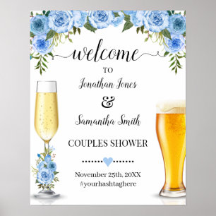 Willkommen beim Bubbles & Brews Paarschauer Blau Poster