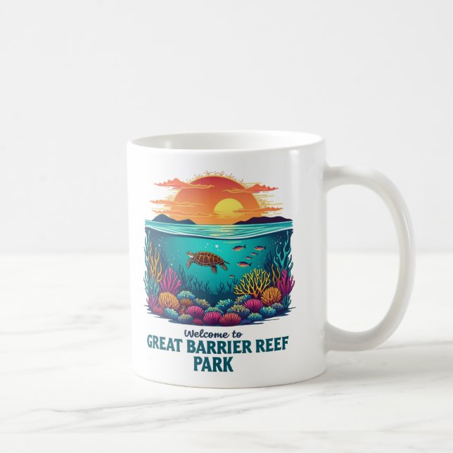 Willkommen beim Great Barrier Reef National in Aus Kaffeetasse (Rechts)