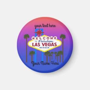 Willkommen beim Las Vegas Sign #3 Round Magnet