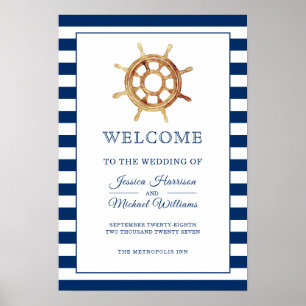 Willkommen beim Lenkrad der Nautischen Marine Stri Poster