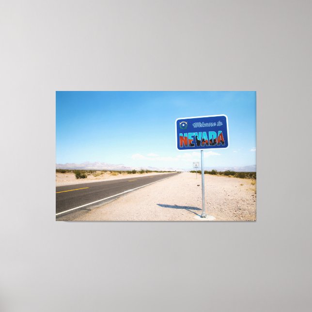 Willkommen beim Nevada-Zeichen Leinwanddruck (Vorderseite)