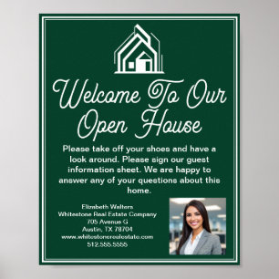 Willkommen beim Open House der Chic Green Real Est Poster