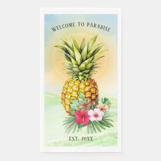 Willkommen beim Paradise Pineapier Napkins Serviette (Vorderseite)